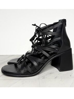 Steve Madden Cherri Strappy Black Leather Heeled Sandal 10M